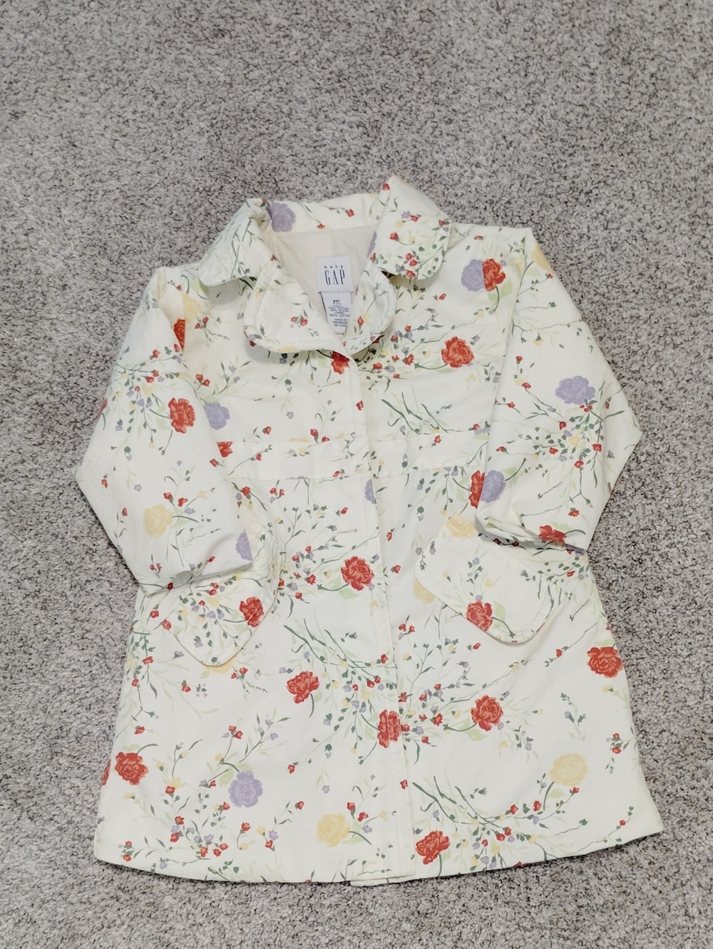 GAP Cream Floral Kids Jacket with Red, Purple, Yellow Flowers